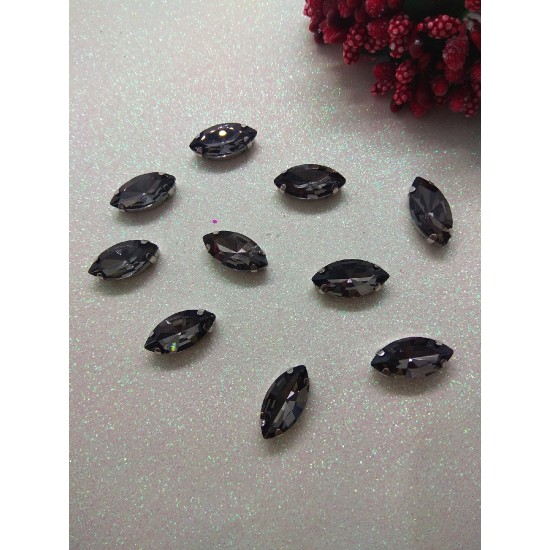 Стразы в цапах "Листик" цв. графит, цена за 1 шт